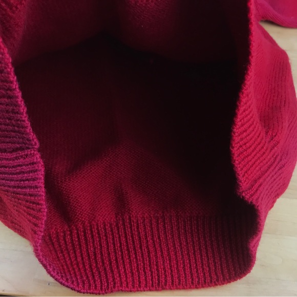 Vintage Eddie Bauer Wool Sweater Red Pullover Fair Isle Embroidered Flowers Sz S - Picture 7 of 14